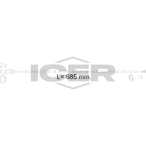 Výstražný kontakt opotrebenia brzdového obloženia ICER 610618 E C