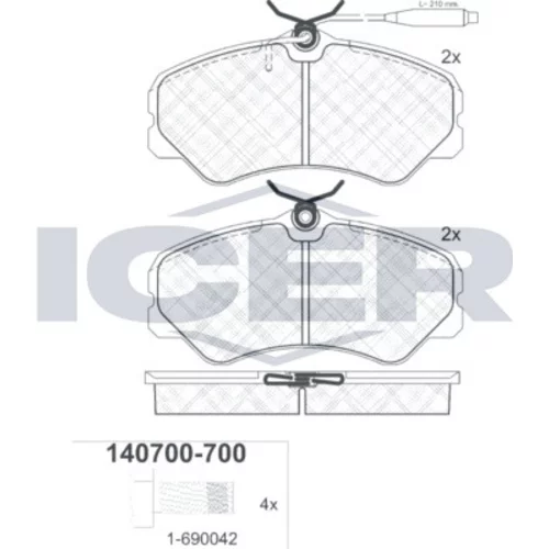 Sada brzdových platničiek kotúčovej brzdy ICER 140700-700
