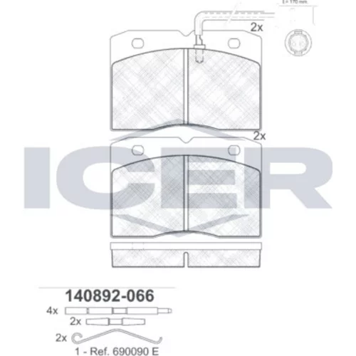 Sada brzdových platničiek kotúčovej brzdy ICER 140892-066