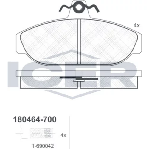 Sada brzdových platničiek kotúčovej brzdy ICER 180464-700