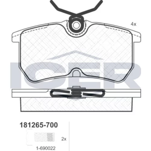 Sada brzdových platničiek kotúčovej brzdy ICER 181265-700