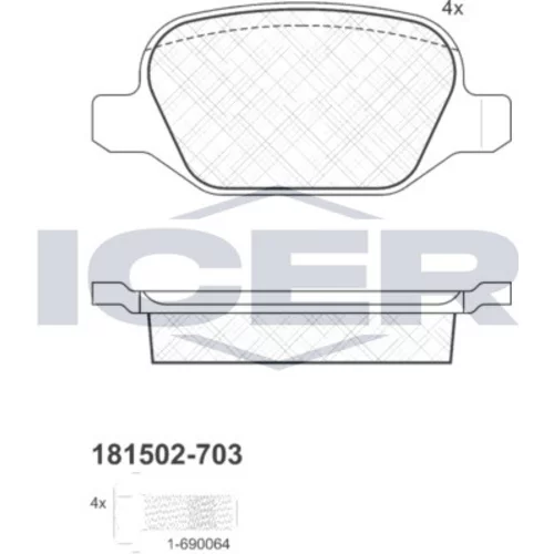 Sada brzdových platničiek kotúčovej brzdy ICER 181502-703