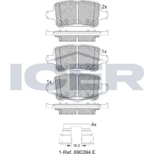 Sada brzdových platničiek kotúčovej brzdy ICER 182257