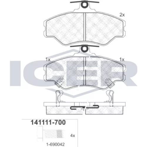 Sada brzdových platničiek kotúčovej brzdy ICER 141111-700