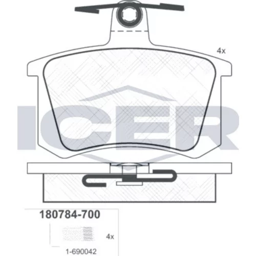 Sada brzdových platničiek kotúčovej brzdy ICER 180784-700