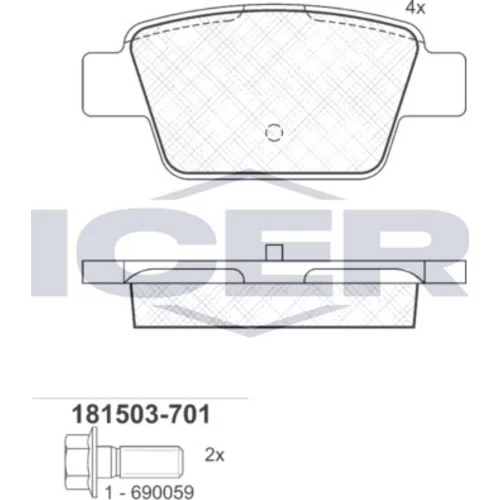Sada brzdových platničiek kotúčovej brzdy ICER 181503-701