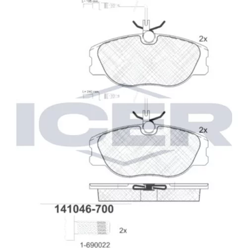 Sada brzdových platničiek kotúčovej brzdy ICER 141046-700