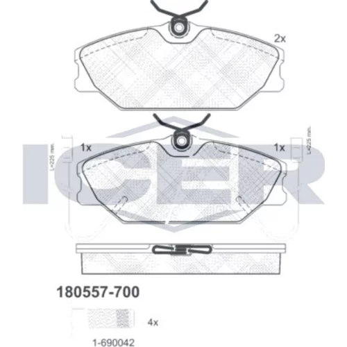 Sada brzdových platničiek kotúčovej brzdy ICER 180557-700