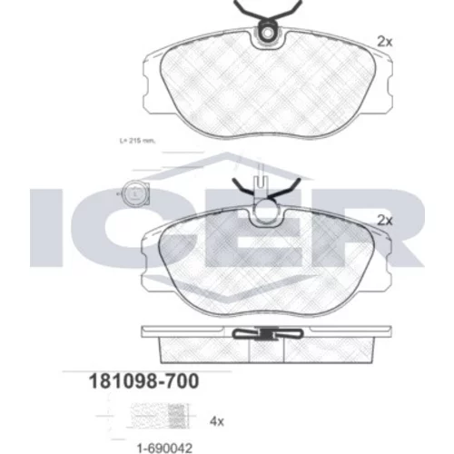 Sada brzdových platničiek kotúčovej brzdy ICER 181098-700
