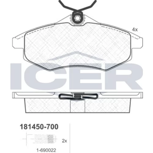 Sada brzdových platničiek kotúčovej brzdy ICER 181450-700