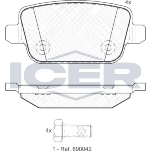 Sada brzdových platničiek kotúčovej brzdy ICER 181801
