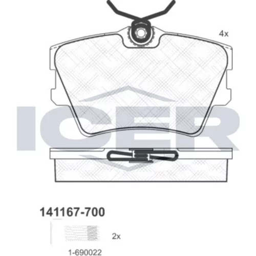 Sada brzdových platničiek kotúčovej brzdy ICER 141167-700