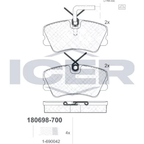 Sada brzdových platničiek kotúčovej brzdy ICER 180698-700