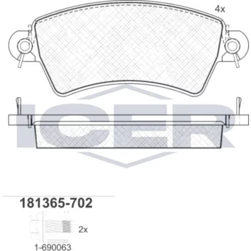 Sada brzdových platničiek kotúčovej brzdy ICER 181365-702