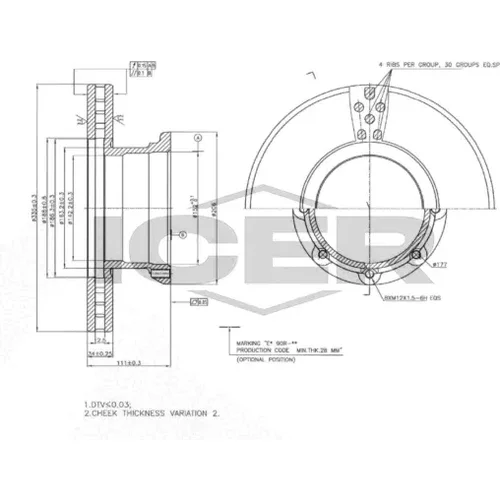 Brzdový kotúč ICER 78CV0088-1
