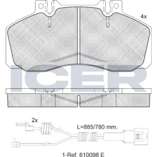 Sada brzdových platničiek kotúčovej brzdy ICER 151080-114