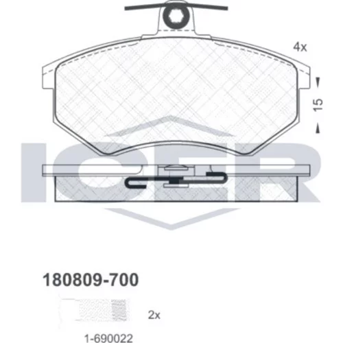 Sada brzdových platničiek kotúčovej brzdy ICER 180809-700