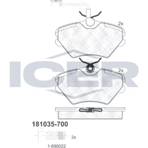 Sada brzdových platničiek kotúčovej brzdy ICER 181035-700