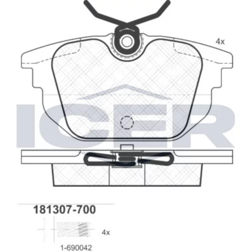 Sada brzdových platničiek kotúčovej brzdy ICER 181307-700