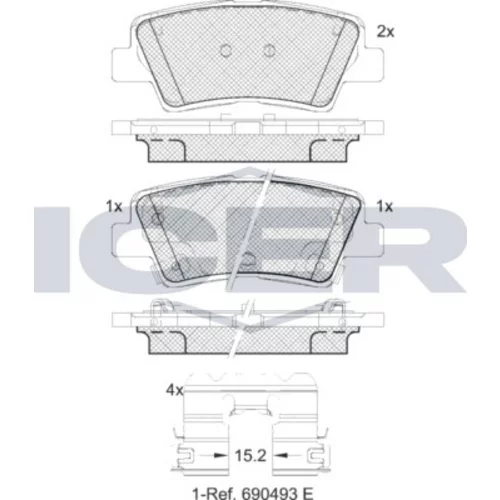 Sada brzdových platničiek kotúčovej brzdy ICER 182036-066