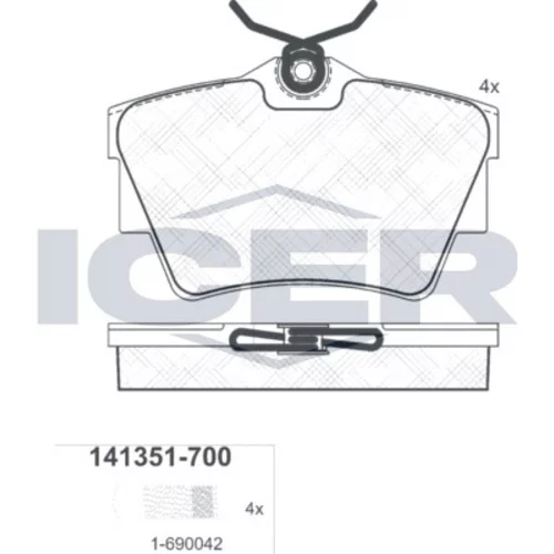 Sada brzdových platničiek kotúčovej brzdy ICER 141351-700