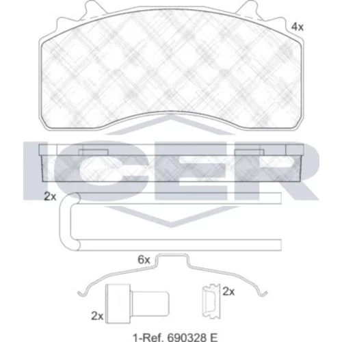 Sada brzdových platničiek kotúčovej brzdy ICER 152154-066
