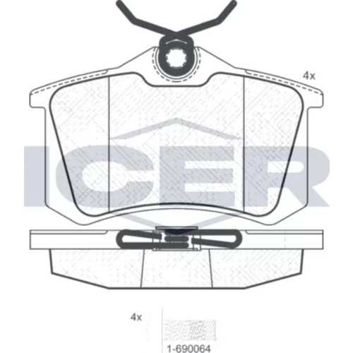 Sada brzdových platničiek kotúčovej brzdy ICER 180697-703