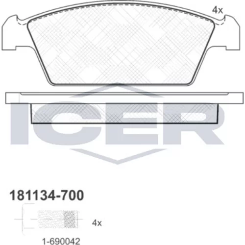 Sada brzdových platničiek kotúčovej brzdy ICER 181134-700