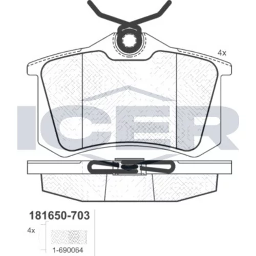 Sada brzdových platničiek kotúčovej brzdy ICER 181650-703
