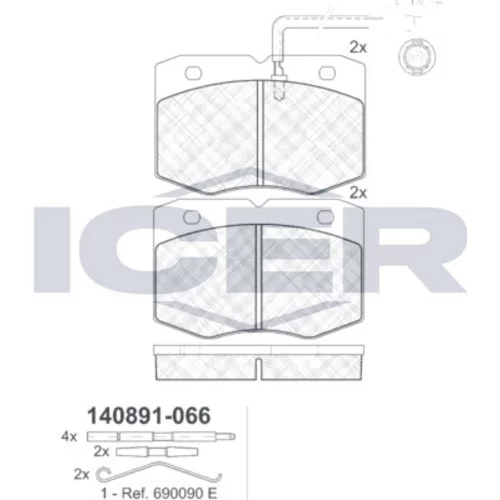 Sada brzdových platničiek kotúčovej brzdy ICER 140891-066