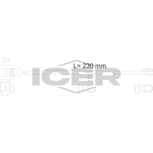 Výstražný kontakt opotrebenia brzdového obloženia ICER 610611 E C