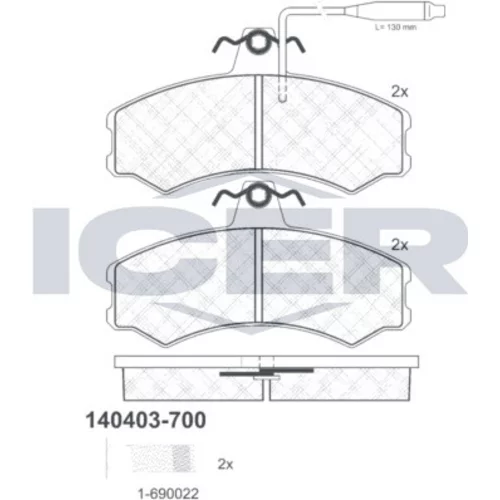 Sada brzdových platničiek kotúčovej brzdy ICER 140403-700
