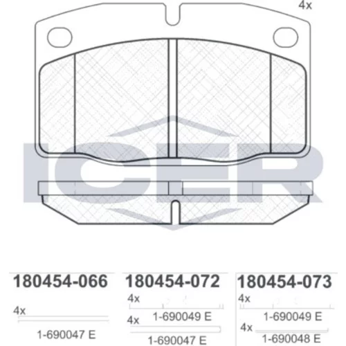 Sada brzdových platničiek kotúčovej brzdy ICER 180454
