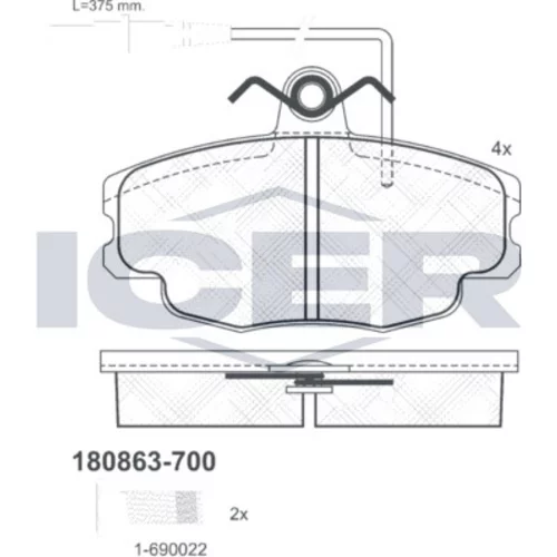 Sada brzdových platničiek kotúčovej brzdy ICER 180863-700