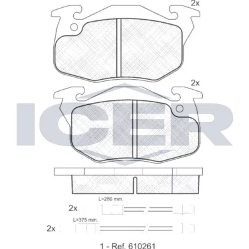 Sada brzdových platničiek kotúčovej brzdy ICER 180864