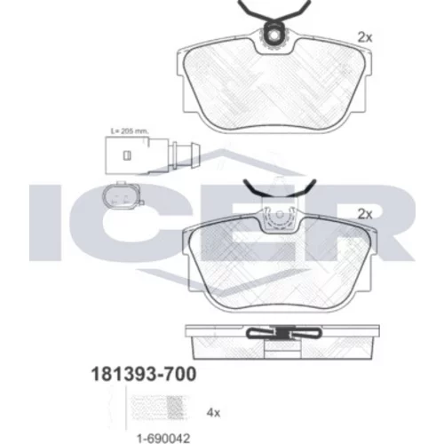Sada brzdových platničiek kotúčovej brzdy ICER 181393-700
