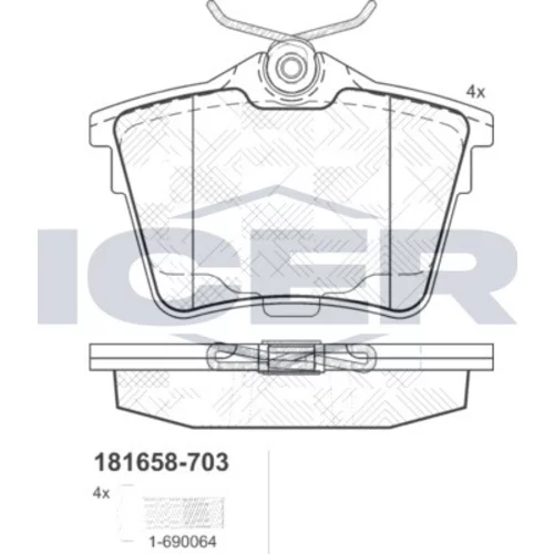 Sada brzdových platničiek kotúčovej brzdy ICER 181658-703