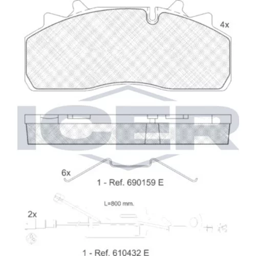 Sada brzdových platničiek kotúčovej brzdy ICER 151623-225