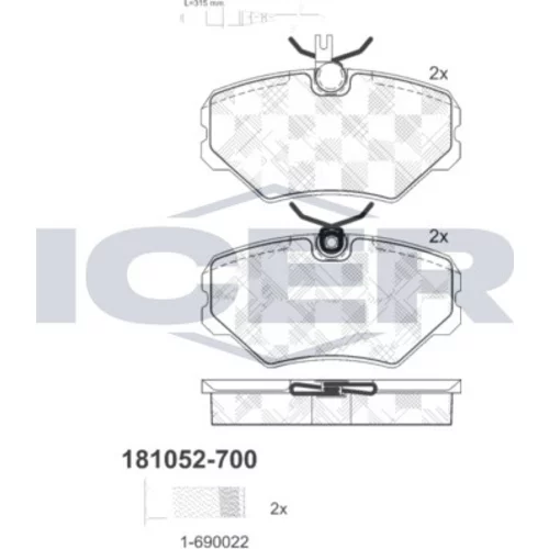 Sada brzdových platničiek kotúčovej brzdy ICER 181052-700
