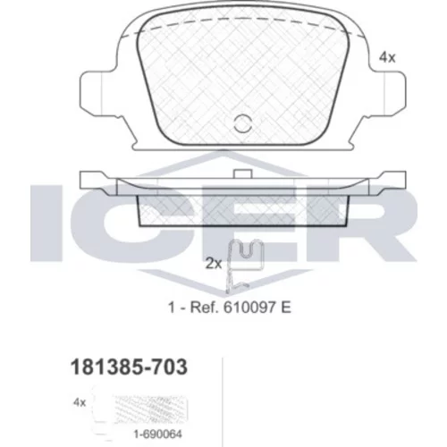 Sada brzdových platničiek kotúčovej brzdy ICER 181385-703