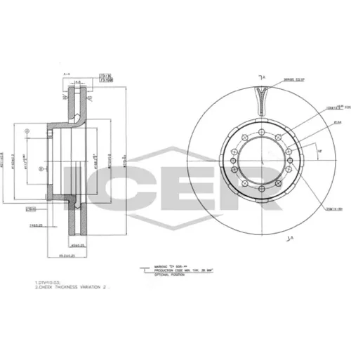 Brzdový kotúč ICER 78CV0057-1