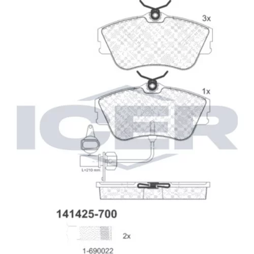 Sada brzdových platničiek kotúčovej brzdy ICER 141425-700