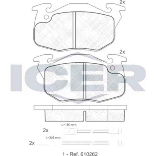 Sada brzdových platničiek kotúčovej brzdy ICER 180866
