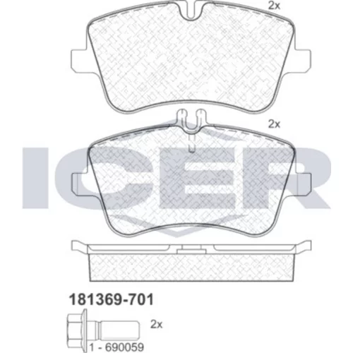 Sada brzdových platničiek kotúčovej brzdy ICER 181369-701