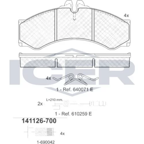 Sada brzdových platničiek kotúčovej brzdy ICER 141126-700