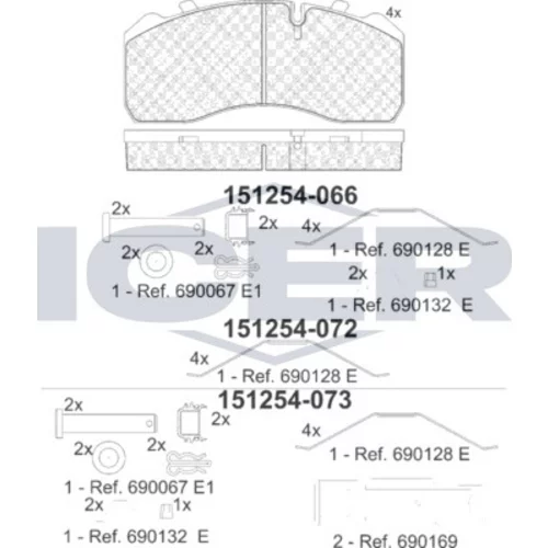 Sada brzdových platničiek kotúčovej brzdy ICER 151254-072