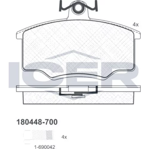 Sada brzdových platničiek kotúčovej brzdy ICER 180448-700
