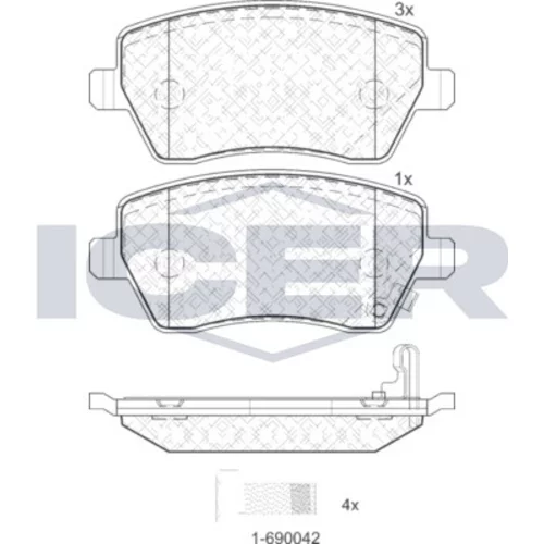 Sada brzdových platničiek kotúčovej brzdy ICER 181748