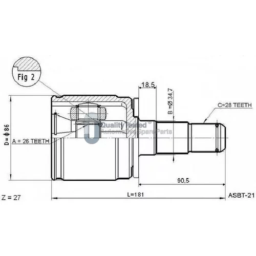 Sada kĺbov hnacieho hriadeľa JAPANPARTS GI578JM