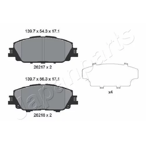 Sada brzdových platničiek kotúčovej brzdy PA-2030AF /Japanparts/ - obr. 1
